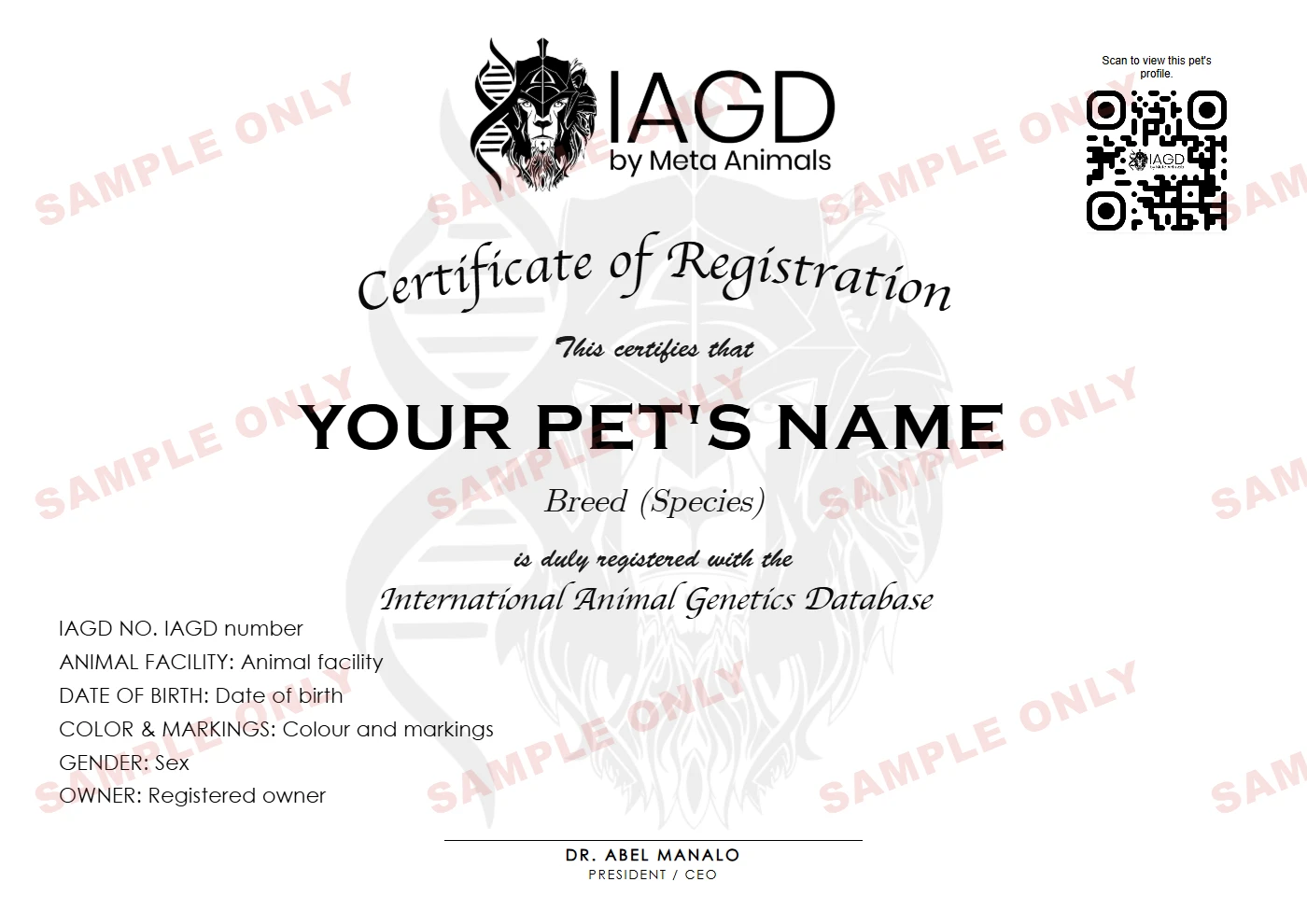 Sample Standard Certificate